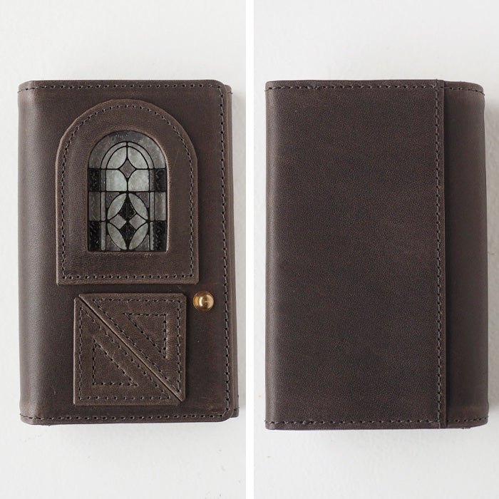 glart Stained Glass Antique Door Business Card Holder, Monochrome, Women's [H0218-MN], Real Glass, Genuine Leather, Leather Accessories, Brand: waji, Card, Business Card Case 