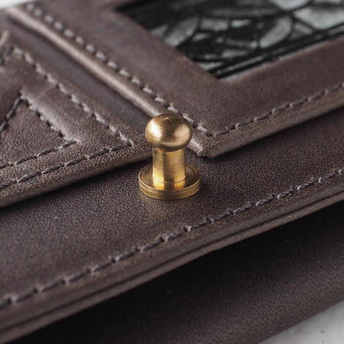 glart Stained Glass Antique Door Business Card Holder, Monochrome, Women's [H0218-MN], Real Glass, Genuine Leather, Leather Accessories, Brand: waji, Card, Business Card Case 