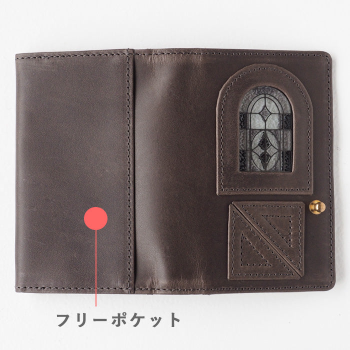 glart Stained Glass Antique Door Business Card Holder, Monochrome, Women's [H0218-MN], Real Glass, Genuine Leather, Leather Accessories, Brand: waji, Card, Business Card Case 