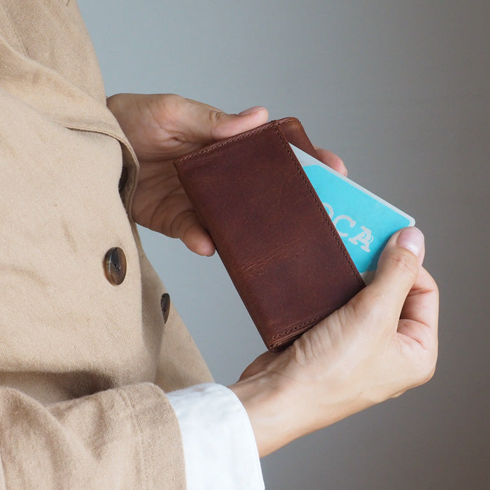 glart Stained Glass Antique Door Business Card Holder, Sepia, Women's [H0218-SP], Real Glass, Genuine Leather, Leather Accessories, Brand: waji, Card, Business Card Case 