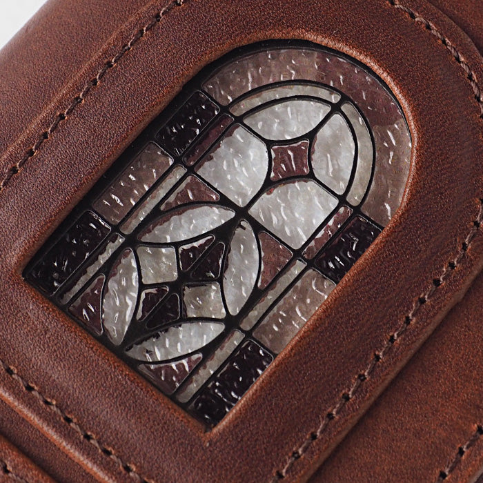 glart Stained Glass Antique Door Business Card Holder, Sepia, Women's [H0218-SP], Real Glass, Genuine Leather, Leather Accessories, Brand: waji, Card, Business Card Case 
