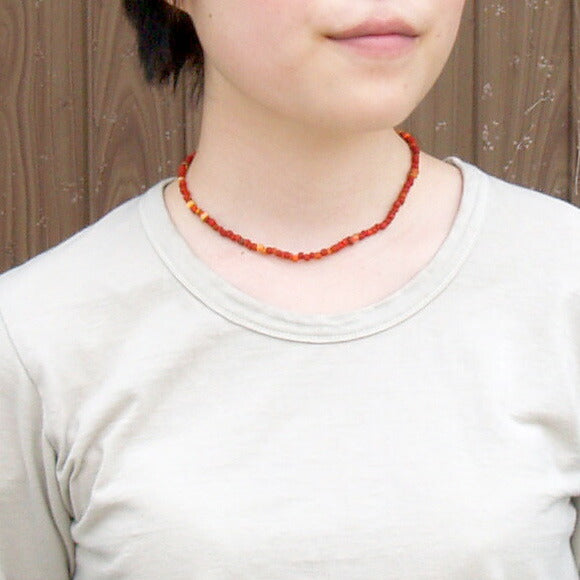 [Choose from 5 colors] Haru Nomura, Plant Dyeing Artist, Haruka Nomura, Wood Beads Necklace, Short [HN-003]