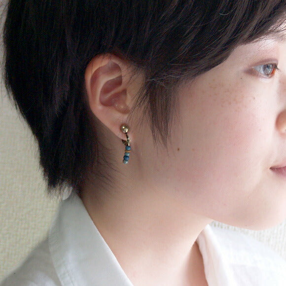 [共有 5 種顏色，您可以從耳環或耳環中選擇] haru nomura 蔬菜染色藝術家 Haruka Nomura 木珠耳環・Pierce 2 件套 [HN-005] 