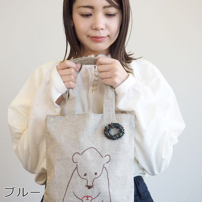 [2 colors] haru nomura Vegetable dye artist Haruka Nomura “Tree brooch” Naturally dyed wood beads hand-knitted [HN-008]