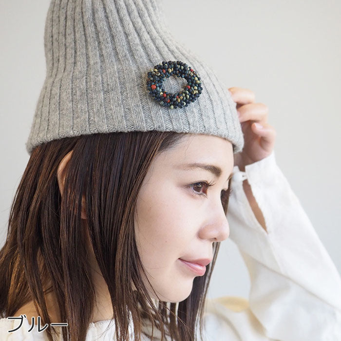 [2 colors] haru nomura Vegetable dye artist Haruka Nomura “Tree brooch” Naturally dyed wood beads hand-knitted [HN-008]