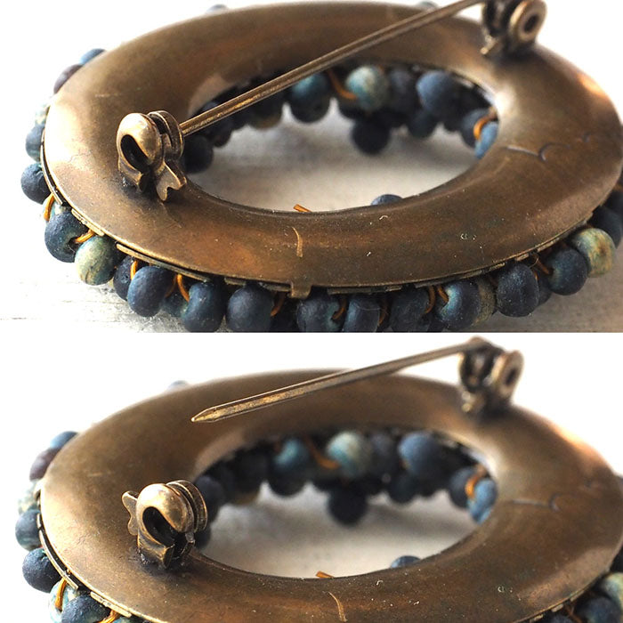 [2 colors] haru nomura Vegetable dye artist Haruka Nomura “Tree brooch” Naturally dyed wood beads hand-knitted [HN-008]