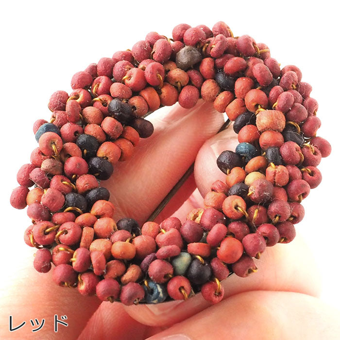 [2 colors] haru nomura Vegetable dye artist Haruka Nomura “Tree brooch” Naturally dyed wood beads hand-knitted [HN-008]