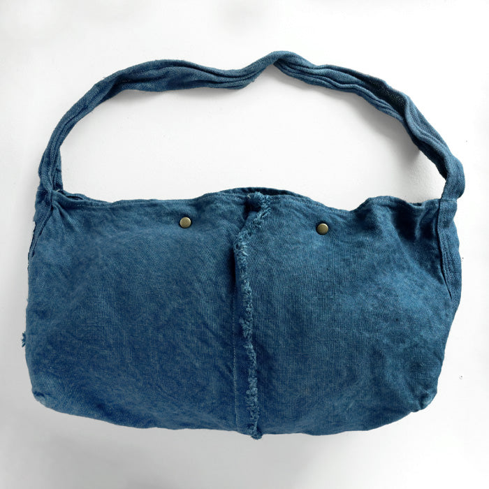 haru nomura Plant-dyed artist Haruka Nomura Natural dyed linen bag “Travel bag” Blue [HNB-001-BL] 