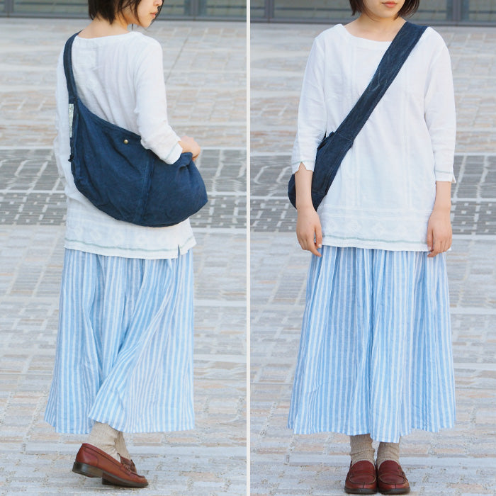 haru nomura Plant-dyed artist Haruka Nomura Natural dyed linen bag “Travel bag” Blue [HNB-001-BL] 