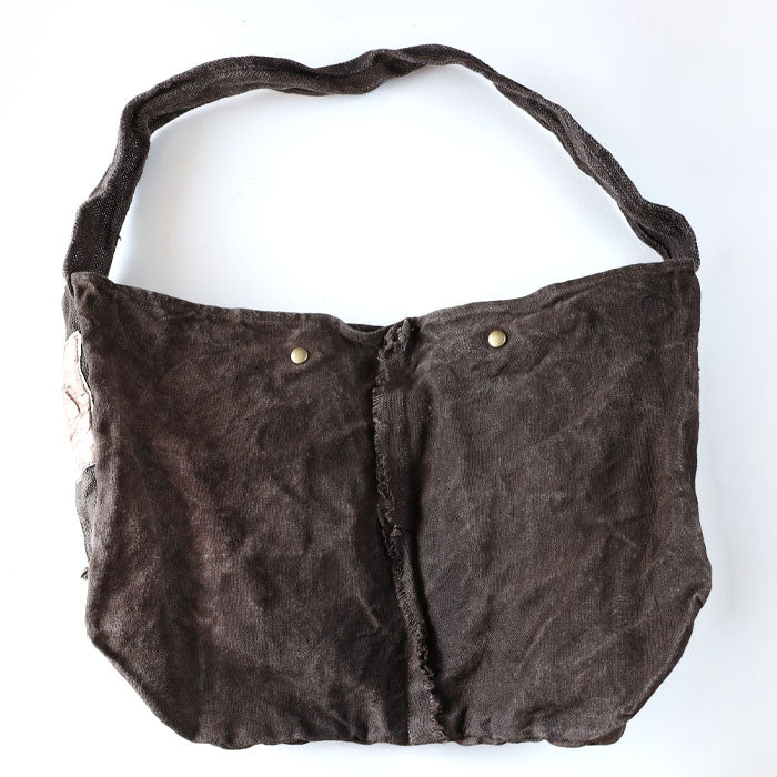 haru nomura Plant-dyed artist, Haruka Nomura Natural dyed linen bag “Travel bag” Dark brown [HNB-001-DBR] 