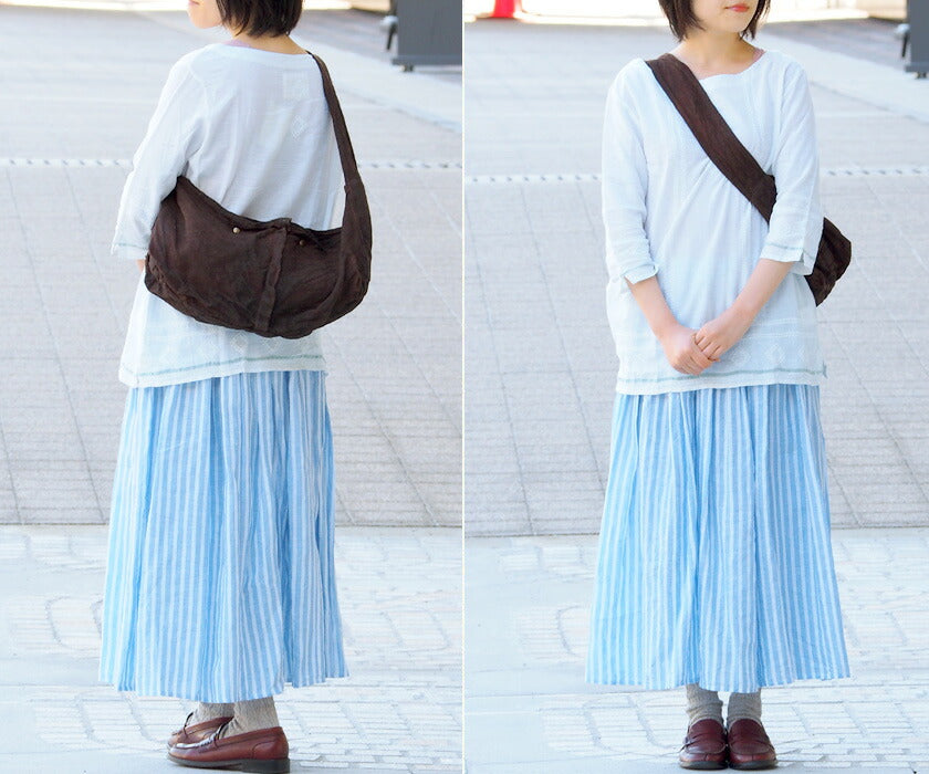 haru nomura Plant-dyed artist, Haruka Nomura Natural dyed linen bag “Travel bag” Dark brown [HNB-001-DBR] 