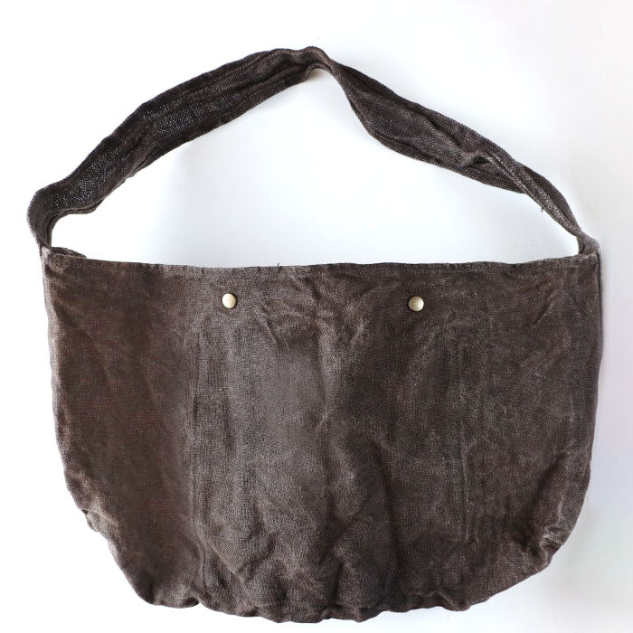 haru nomura Plant-dyed artist, Haruka Nomura Natural dyed linen bag “Travel bag” Dark brown [HNB-001-DBR] 