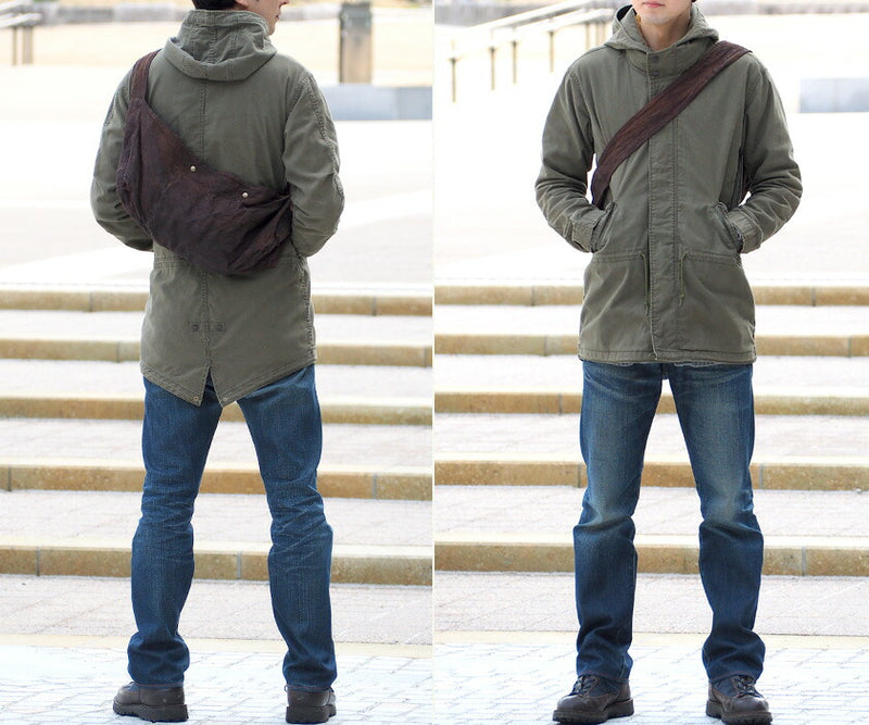 haru nomura Plant-dyed artist, Haruka Nomura Natural dyed linen bag “Travel bag” Dark brown [HNB-001-DBR] 