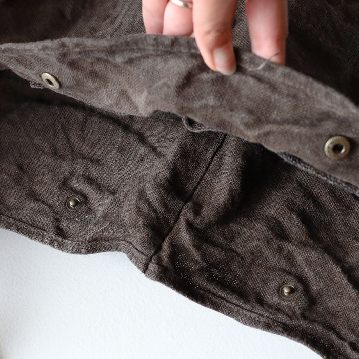 haru nomura Plant-dyed artist, Haruka Nomura Natural dyed linen bag “Travel bag” Dark brown [HNB-001-DBR] 