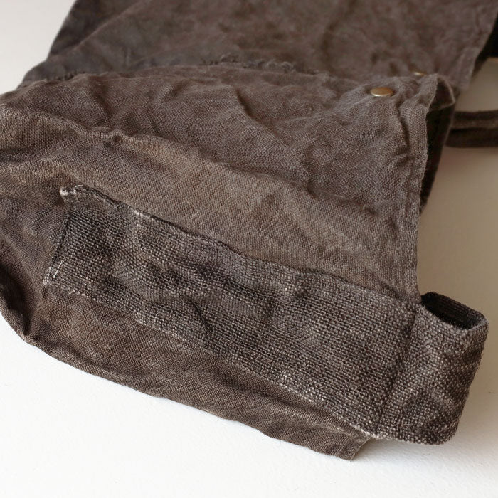 haru nomura Plant-dyed artist, Haruka Nomura Natural dyed linen bag “Travel bag” Dark brown [HNB-001-DBR] 