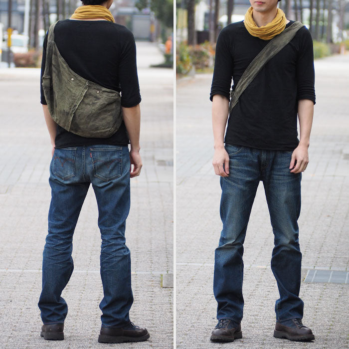 haru nomura Plant-dyed artist Haruka Nomura Natural dyed linen bag “Travel bag” Khaki [HNB-001-KHA] 