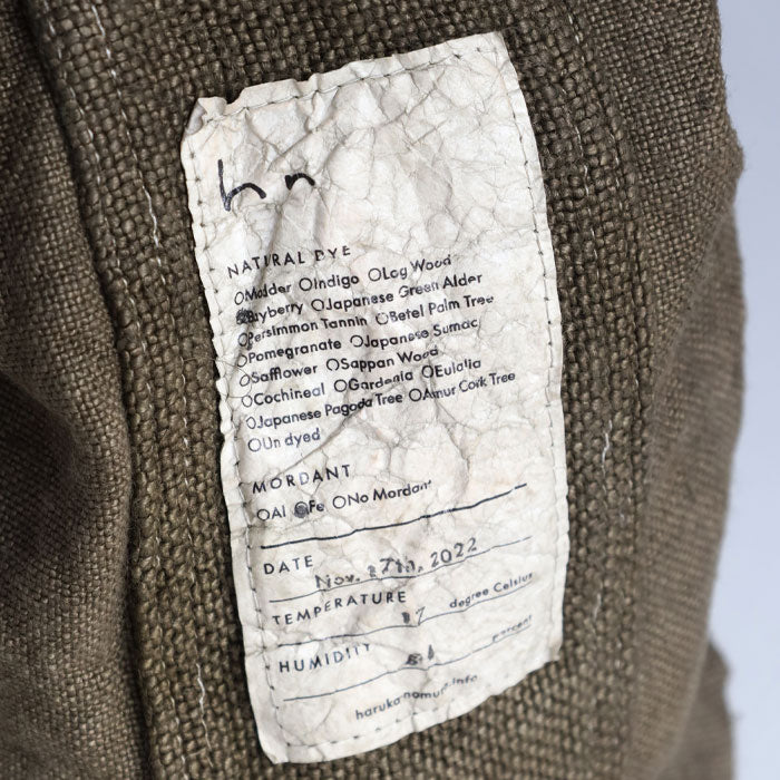 haru nomura Plant-dyed artist Haruka Nomura Natural dyed linen bag “Travel bag” Khaki [HNB-001-KHA] 