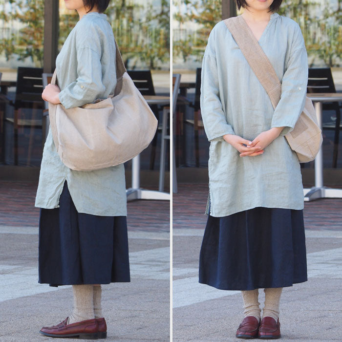 haru nomura Plant-dyed artist, Haruka Nomura Natural dyed linen bag “Travel bag” Beige [HNB-001-KIN] 