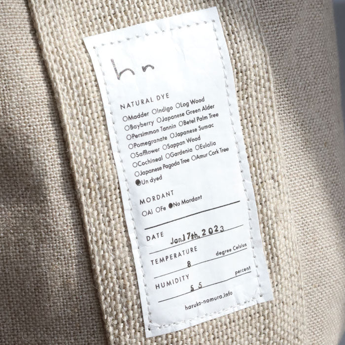 haru nomura Plant-dyed artist, Haruka Nomura Natural dyed linen bag “Travel bag” Beige [HNB-001-KIN] 
