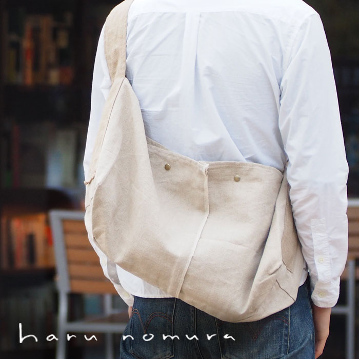 haru nomura Plant-dyed artist, Haruka Nomura Natural dyed linen bag “Travel bag” Beige [HNB-001-KIN] 