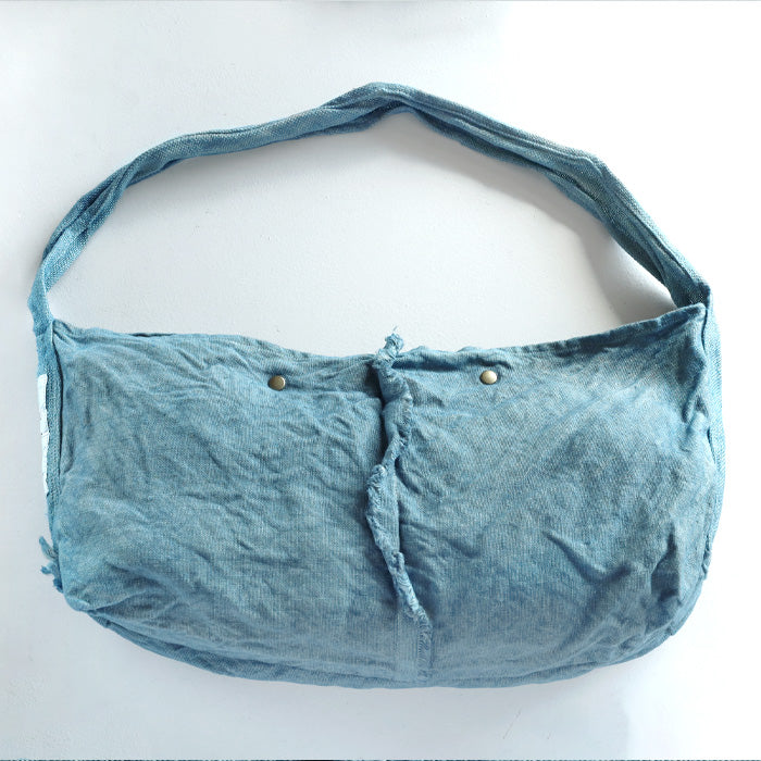 haru nomura Plant-dyed artist Haruka Nomura Natural dyed linen bag “Travel bag” Light blue [HNB-001-LBL] 
