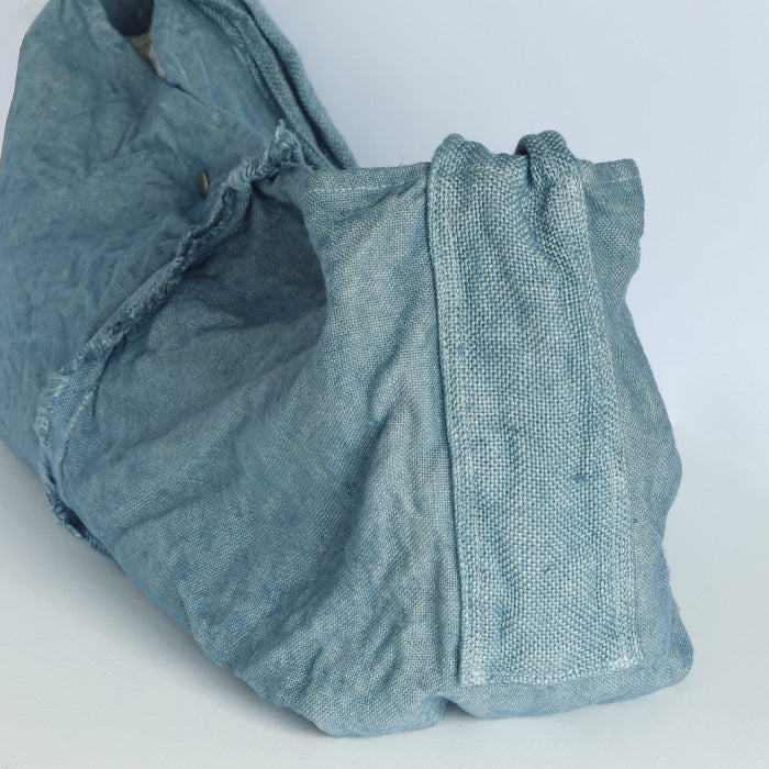 haru nomura Plant-dyed artist Haruka Nomura Natural dyed linen bag “Travel bag” Light blue [HNB-001-LBL] 