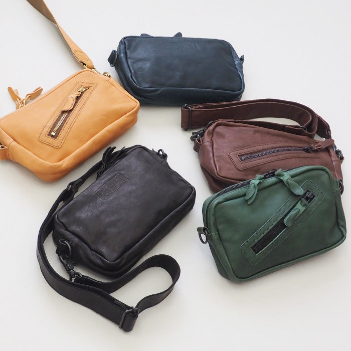 Butler Verner Sails(バトラーバーナーセイルズ)馬革 スクエアジップ ショルダーバッグ メンズ レディース 男女兼用 [JA-2427-22] 斜めがけ 肩掛け ポシェット ミニバッグ サコッシュ ボディバッグ シンプル 小さめ