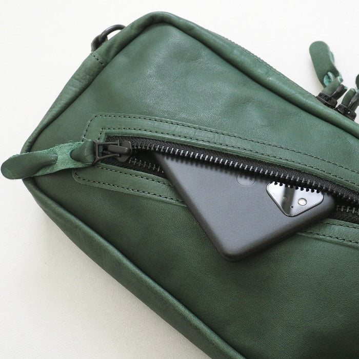 Butler Verner Sails(バトラーバーナーセイルズ)馬革 スクエアジップ ショルダーバッグ メンズ レディース 男女兼用 [JA-2427-22] 斜めがけ 肩掛け ポシェット ミニバッグ サコッシュ ボディバッグ シンプル 小さめ