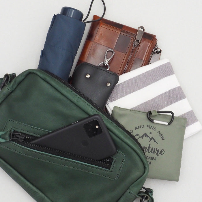 Butler Verner Sails(バトラーバーナーセイルズ)馬革 スクエアジップ ショルダーバッグ メンズ レディース 男女兼用 [JA-2427-22] 斜めがけ 肩掛け ポシェット ミニバッグ サコッシュ ボディバッグ シンプル 小さめ