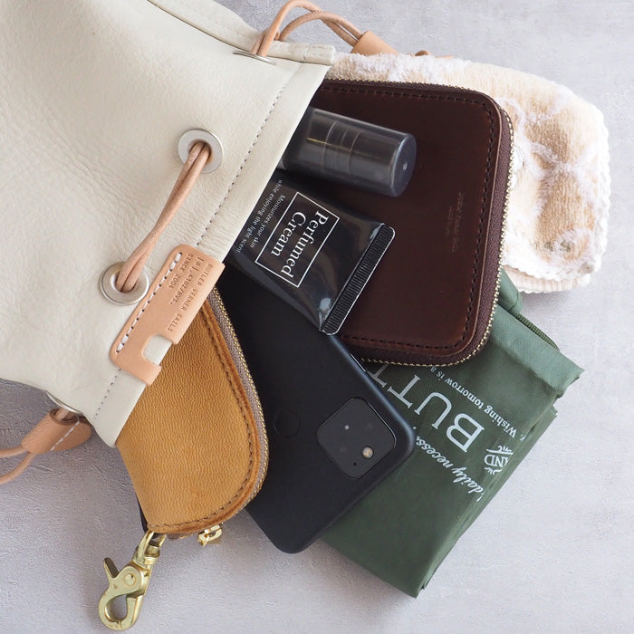 【2色】Butler Verner Sails（バトラーバーナーセイルズ）栃木レザー DARUMA 巾着バッグ [JA-2635]