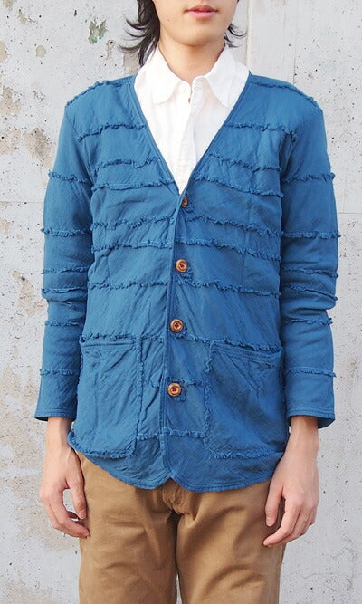 【全28色】ガーゼ服工房garage（ガラージ）ダブルガーゼ ボーダーカーディガン メンズ [JK-14]