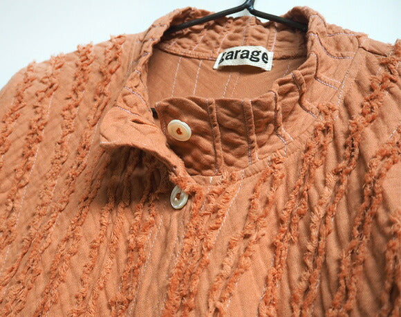 [All 28 colors] Gauze clothing studio garage (garage) double gauze open front tunic striped long sleeve ladies [JK-23] 