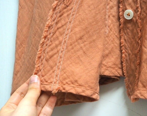 [All 28 colors] Gauze clothing studio garage (garage) double gauze open front tunic striped long sleeve ladies [JK-23] 