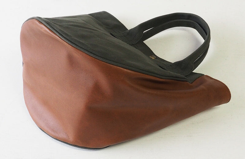 REAL STANDARD life(リアルスタンダードライフ) 倉敷帆布9号×姫路レザー トートバッグ “BC Luton HELMETBAG” Sサイズ グリーン[JT13004]
