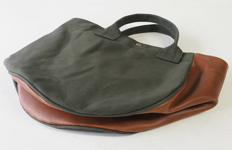 REAL STANDARD life(リアルスタンダードライフ) 倉敷帆布9号×姫路レザー トートバッグ “BC Luton HELMETBAG” Sサイズ グリーン[JT13004]