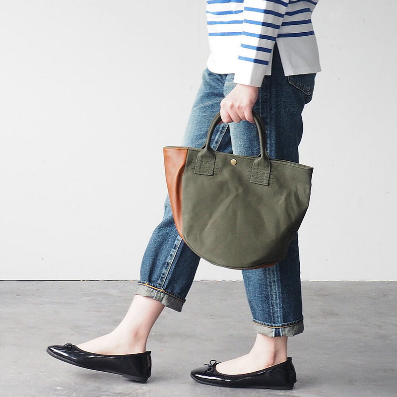 REAL STANDARD life(リアルスタンダードライフ) 倉敷帆布9号×姫路レザー トートバッグ “BC Luton HELMETBAG” Sサイズ グリーン[JT13004]