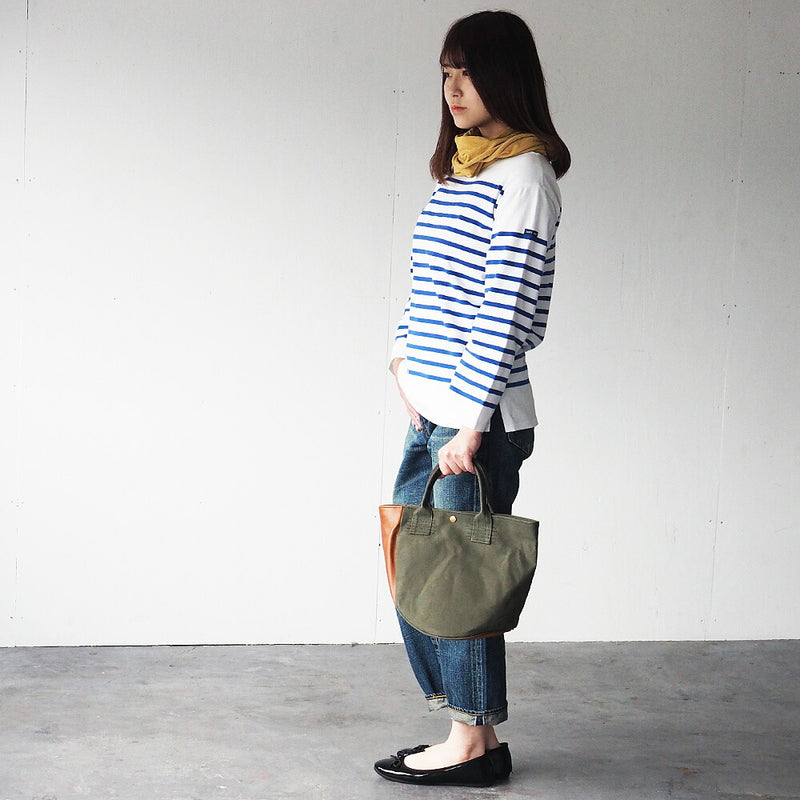 REAL STANDARD life(リアルスタンダードライフ) 倉敷帆布9号×姫路レザー トートバッグ “BC Luton HELMETBAG” Sサイズ グリーン[JT13004]