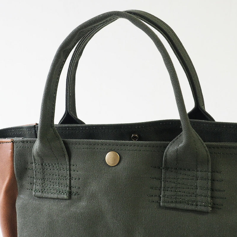 REAL STANDARD life(リアルスタンダードライフ) 倉敷帆布9号×姫路レザー トートバッグ “BC Luton HELMETBAG” Sサイズ グリーン[JT13004]