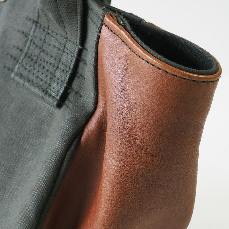 REAL STANDARD life(リアルスタンダードライフ) 倉敷帆布9号×姫路レザー トートバッグ “BC Luton HELMETBAG” Sサイズ グリーン[JT13004]