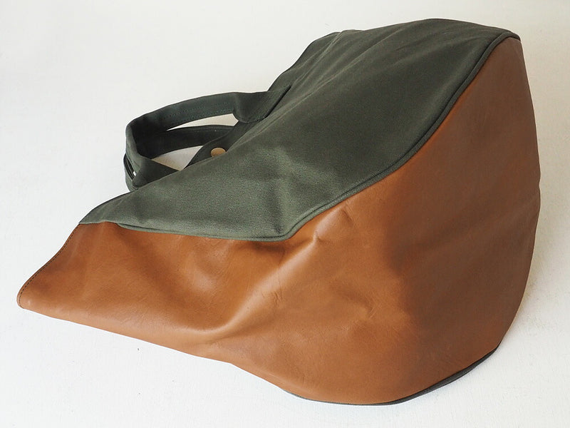 REAL STANDARD life(リアルスタンダードライフ) 倉敷帆布9号×姫路レザー トートバッグ “BC Luton HELMETBAG” Lサイズ グリーン[JT13005]