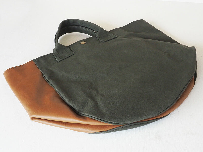 REAL STANDARD life(リアルスタンダードライフ) 倉敷帆布9号×姫路レザー トートバッグ “BC Luton HELMETBAG” Lサイズ グリーン[JT13005]