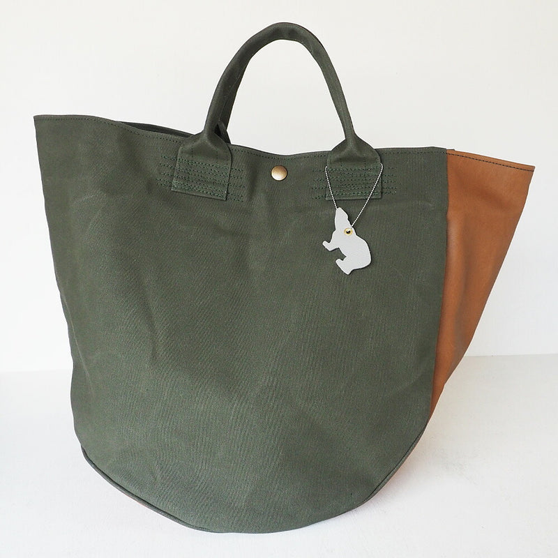 REAL STANDARD life(リアルスタンダードライフ) 倉敷帆布9号×姫路レザー トートバッグ “BC Luton HELMETBAG” Lサイズ グリーン[JT13005]