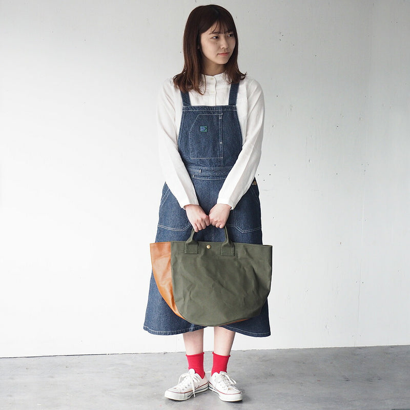 REAL STANDARD life(リアルスタンダードライフ) 倉敷帆布9号×姫路レザー トートバッグ “BC Luton HELMETBAG” Lサイズ グリーン[JT13005]