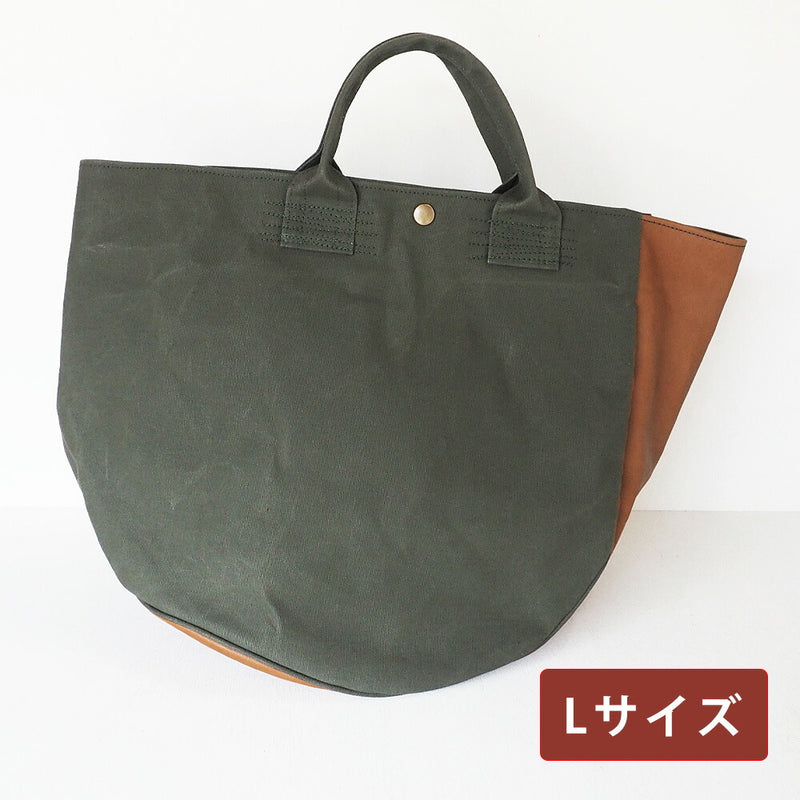 REAL STANDARD life(リアルスタンダードライフ) 倉敷帆布9号×姫路レザー トートバッグ “BC Luton HELMETBAG” Lサイズ グリーン[JT13005]