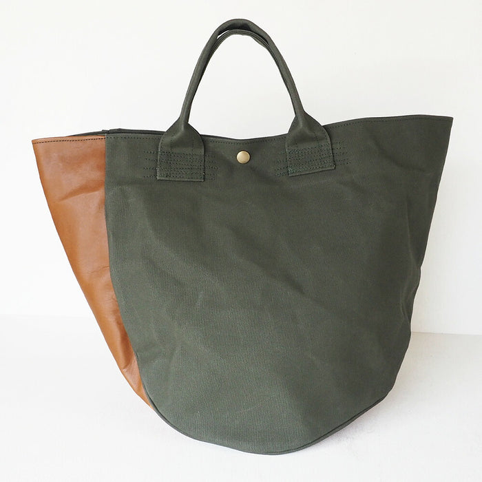 REAL STANDARD life Kurashiki canvas No. 9 x Himeji leather tote bag “BC Luton HELMETBAG” L size green [JT13005] 
