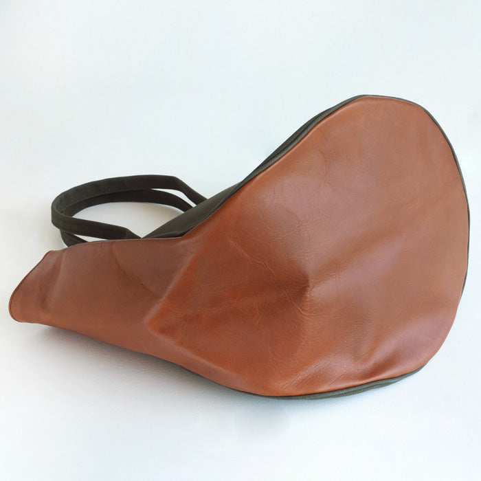 REAL STANDARD life Kurashiki canvas No. 9 x Himeji leather “BC Luton HELMETBAG” L size green shoulder tote bag [JT13007] 