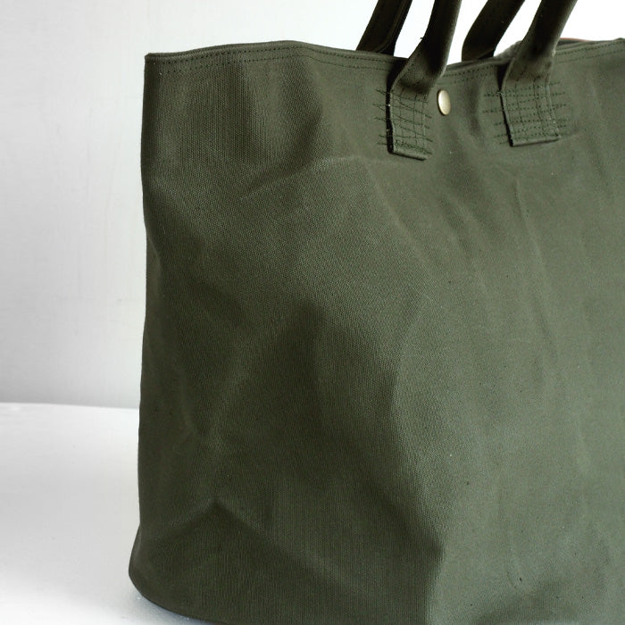 REAL STANDARD life Kurashiki canvas No. 9 x Himeji leather “BC Luton HELMETBAG” L size green shoulder tote bag [JT13007] 