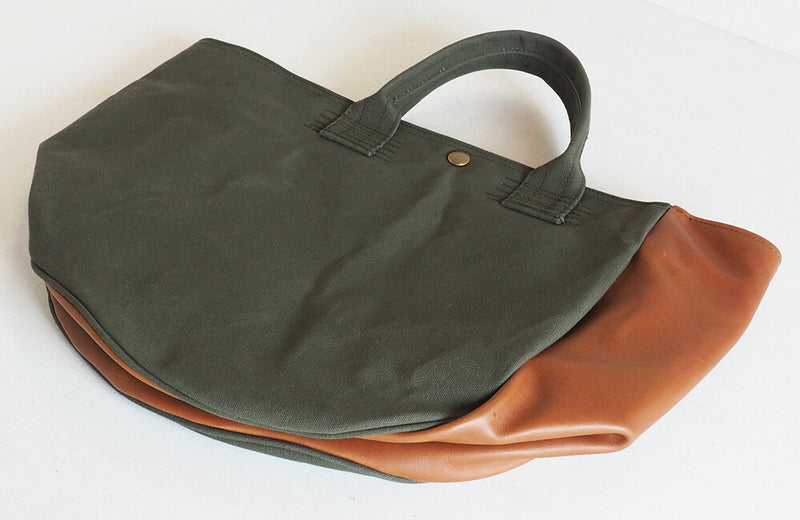 REAL STANDARD life(リアルスタンダードライフ) 倉敷帆布9号×姫路レザー トートバッグ “BC Luton HELMETBAG” Mサイズ グリーン[JT13009]