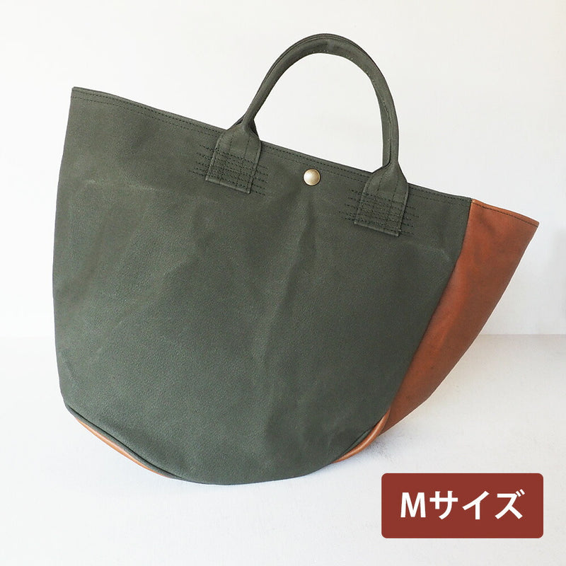REAL STANDARD life(リアルスタンダードライフ) 倉敷帆布9号×姫路レザー トートバッグ “BC Luton HELMETBAG” Mサイズ グリーン[JT13009]