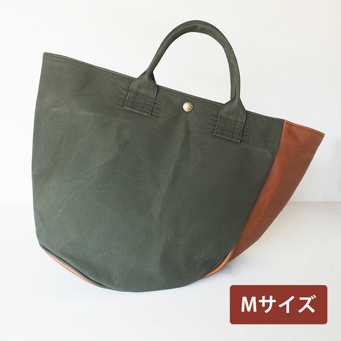 REAL STANDARD life Kurashiki Canvas No. 9 x Himeji Leather Tote Bag “BC Luton HELMETBAG” M size Green [JT13009] 